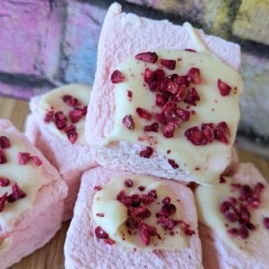Raspberry and White Chocolate Marshmallows